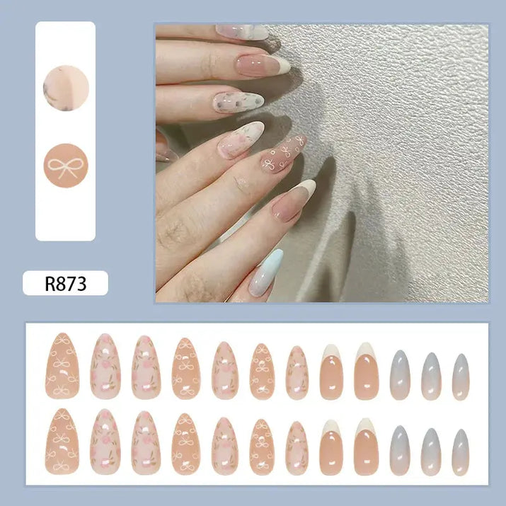 Sweet Sweetheart 24 Pcs Press on Nails Pink Gradient Fake Nails Glossy Artificial Finger Manicure Reusable False Nails for Women Makeup art