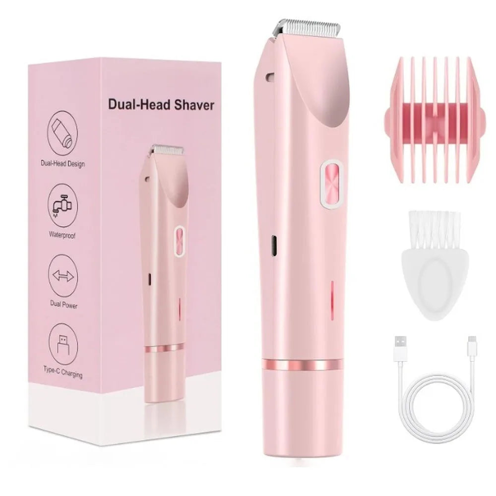 Dual-Head Electric Bikini Trimmer & Body Shaver — Waterproof, Painless, Rechargeable