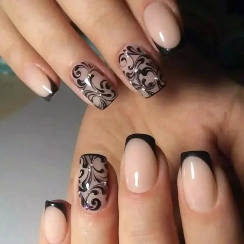 24pcs Blue Love Design Press on Nails Simple 3D Fashion Valentine’s Day Short Ballet False Nails Datachable Square Fake Nail Set Makeup art