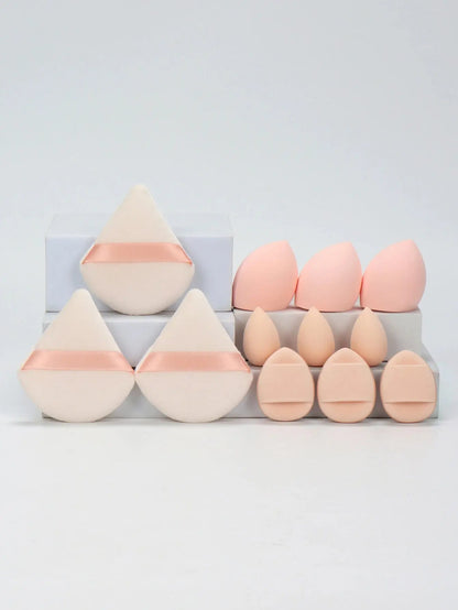 12-Piece All-Purpose Makeup Sponge Set, Made of 3 Loose Powder Puffs, 3 Mini Air Cushion Puffs, 3 Beauty Eggs and 3 Mini Beauty Makeup art