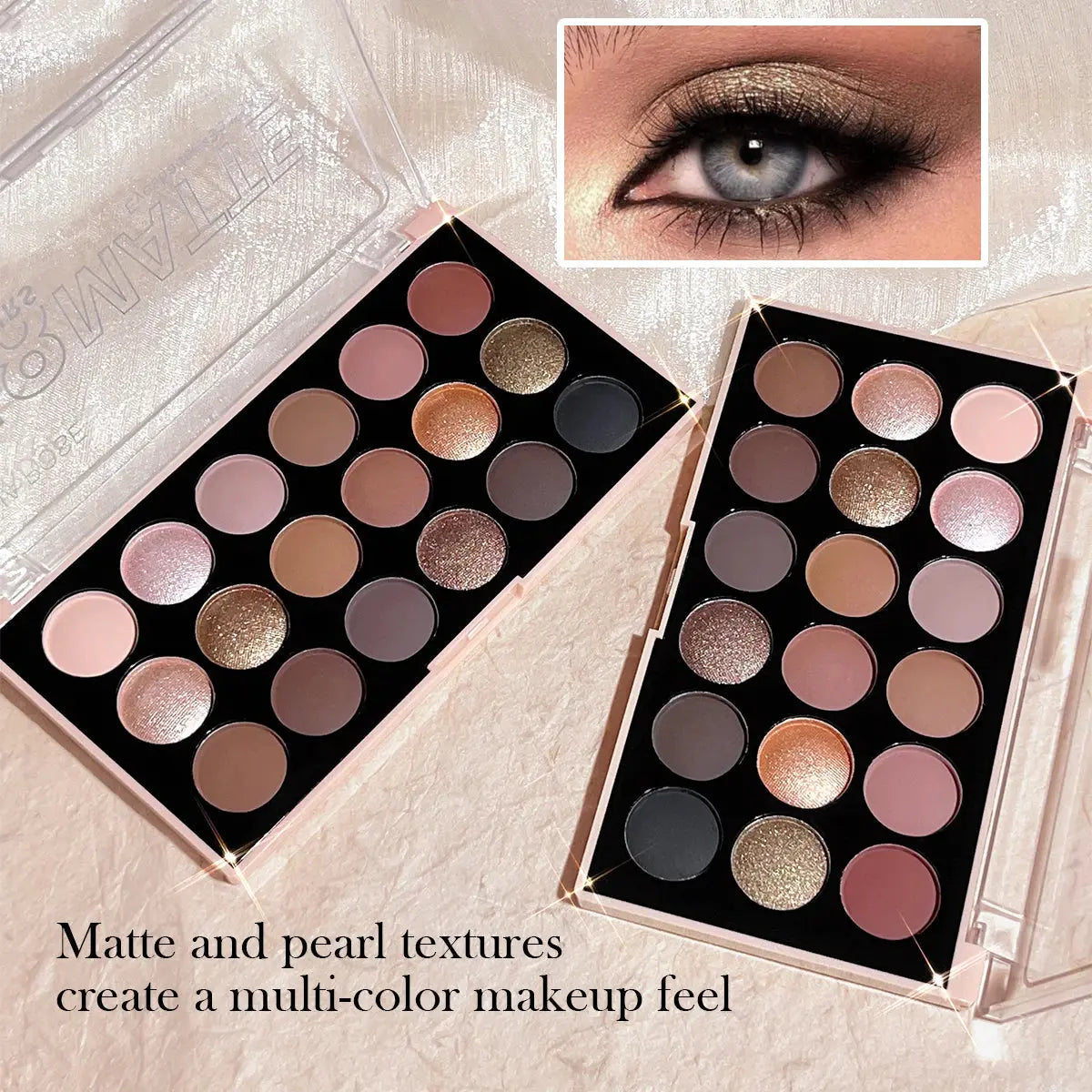 18-Color Eyeshadow Palette – Pearlescent, Matte, Fine Shimmer, Glitter, Earth Tones, Long-Lasting, High-Performance Makeup art