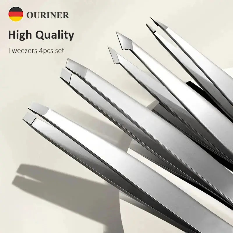 Ouriner Eyebrow Tweezers Set 4 Pcs Stainless Steel Eyebrow Forceps Professional Beauty Tool Set For Facial Hair Inward Growing Makeup art