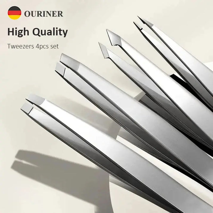 Ouriner Eyebrow Tweezers Set 4 Pcs Stainless Steel Eyebrow Forceps Professional Beauty Tool Set For Facial Hair Inward Growing Makeup art