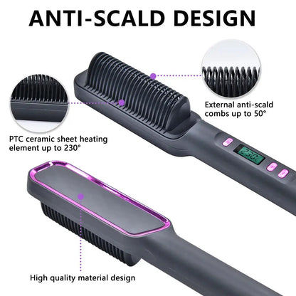 Electric Hot Comb Multifunctional Straight Hair Straightener Comb Negative Ion Anti-Scalding Styling Tool Straightening Brush Makeup art