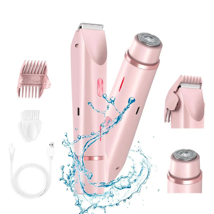 2-in-1 Bikini & Body Trimmer - Women's IPX7 Waterproof Electric Shaver for Face Underarms Legs, Painless Hair Removal Kit Makeup art