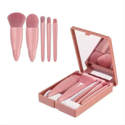 5pcs Travel Size Makeup Brushes Set Mini Makeup Brushes, Small Complete Function Cosmetic Brushes Kit With Case And Mirror5pcs T Makeup art