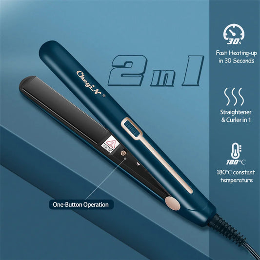 CkeyiN Mini Hair Flat Iron 2 in 1 Hair Straightener and Curler Portable Straightening Iron Constant Temperature Makeup art