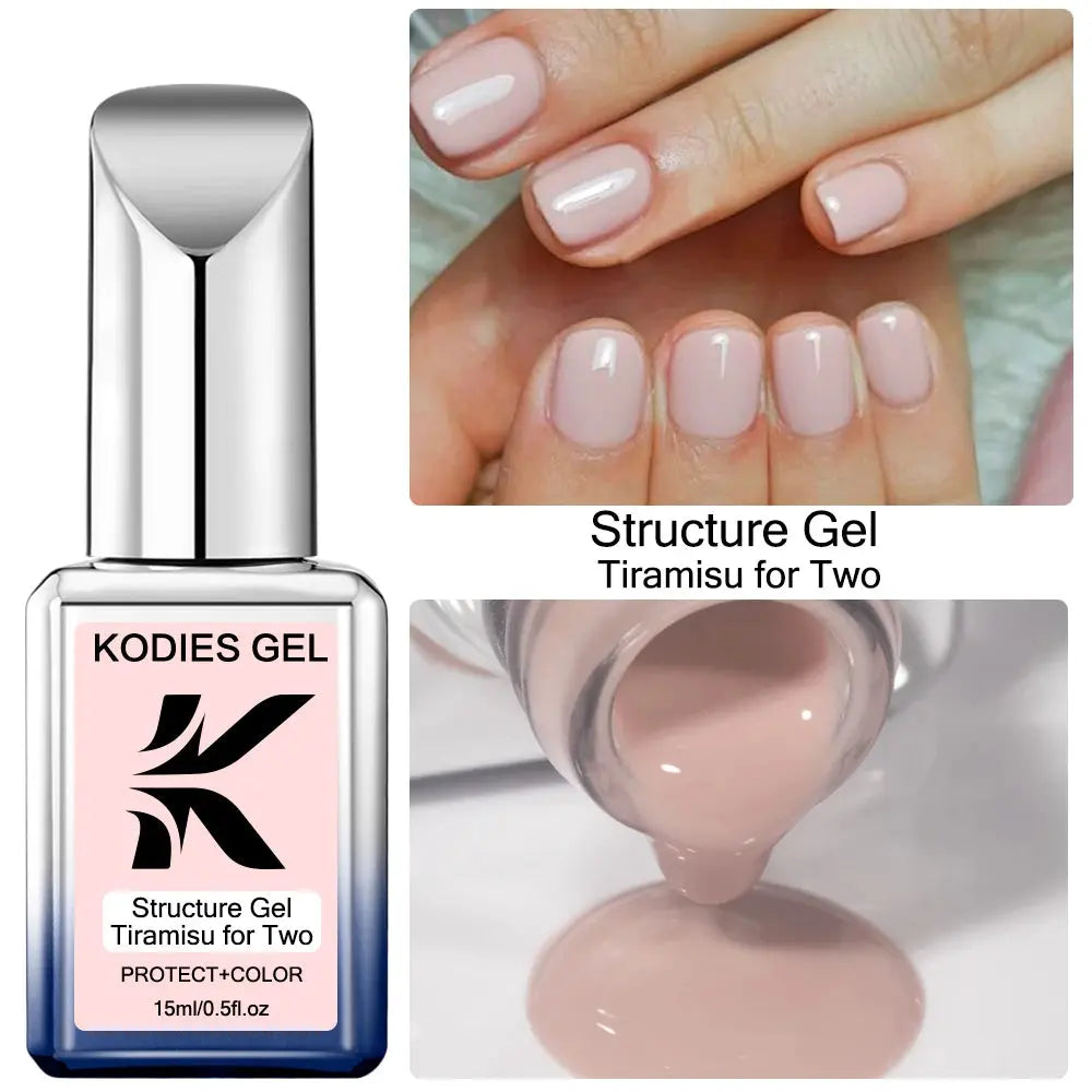 KODIES GEL Structure Rubber Base Gel Nail Polish 15ML UV/LED Cover Pink Gellak Gummy Base Coat Gel Varnish All for Manicure Nail Makeup art