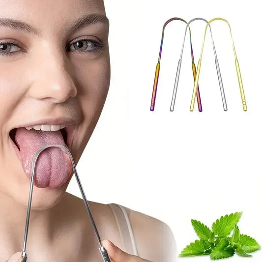 Stainless Steel U-Shaped Tongue Scraper.