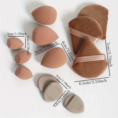 12-Piece All-Purpose Makeup Sponge Set, Made of 3 Loose Powder Puffs, 3 Mini Air Cushion Puffs, 3 Beauty Eggs and 3 Mini Beauty Makeup art