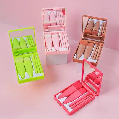 5pcs Travel Size Makeup Brushes Set Mini Makeup Brushes, Small Complete Function Cosmetic Brushes Kit With Case And Mirror5pcs T Makeup art