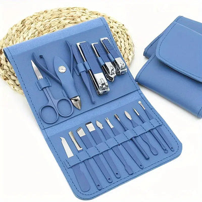16pcs Professional Nail Clippers and Cuticle Nippers Set with Travel Case Manicure Set Pedicure Sets Nail Clippers Makeup art