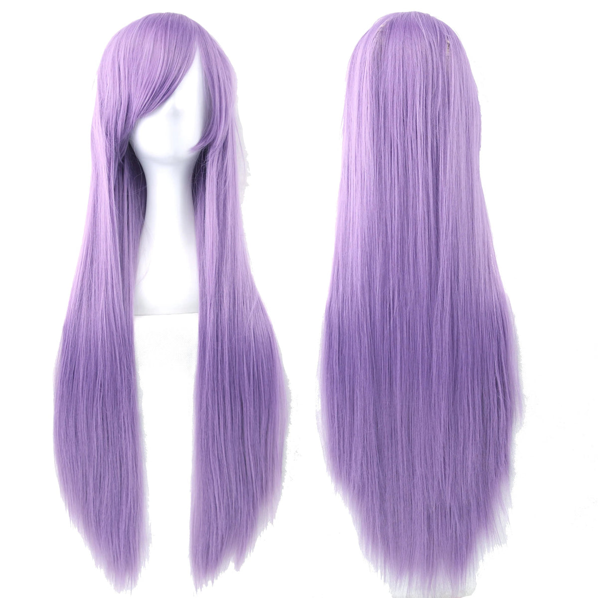 Soowee 80cm Long Synthetic Hair White Purple Cosplay Wigs Party Black Hair Straight Wig Hairpiece for Women Makeup art