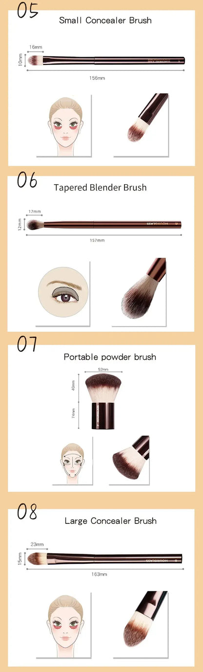Hourglass Makeup Brushes Powder Foundation Concealer Blusher Bronzer Eye Shadow Eyebrow Eyeliner Sculpting Brush Makeup art