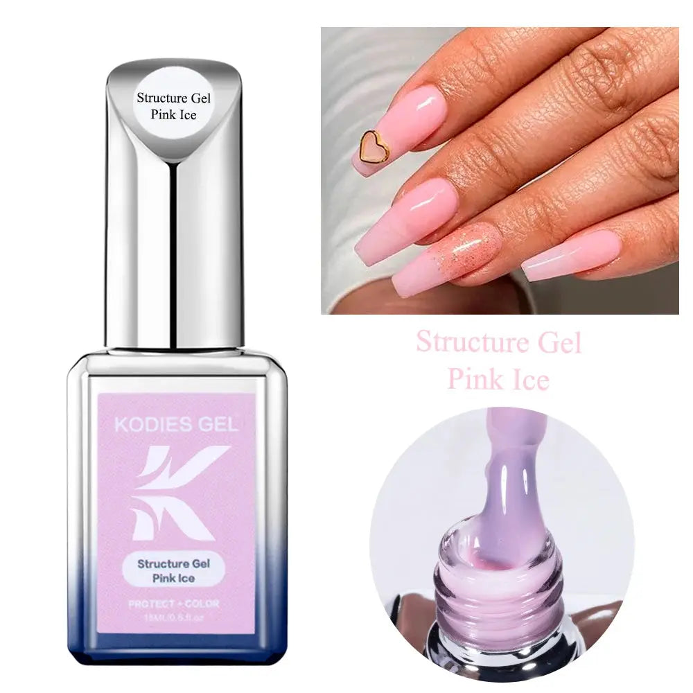 KODIES GEL Structure Rubber Base Gel Nail Polish 15ML UV/LED Cover Pink Gellak Gummy Base Coat Gel Varnish All for Manicure Nail Makeup art