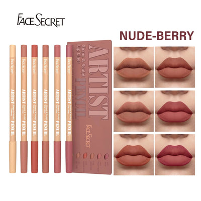 Face Secret Artist Shape Sculpt Lip Liner Pencil Set, Weightless Precise Liner with Super Soft Blendable Texture Matte Soft Makeup art