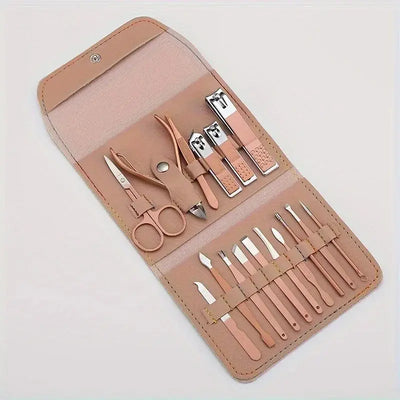 16pcs Professional Nail Clippers and Cuticle Nippers Set with Travel Case Manicure Set Pedicure Sets Nail Clippers Makeup art