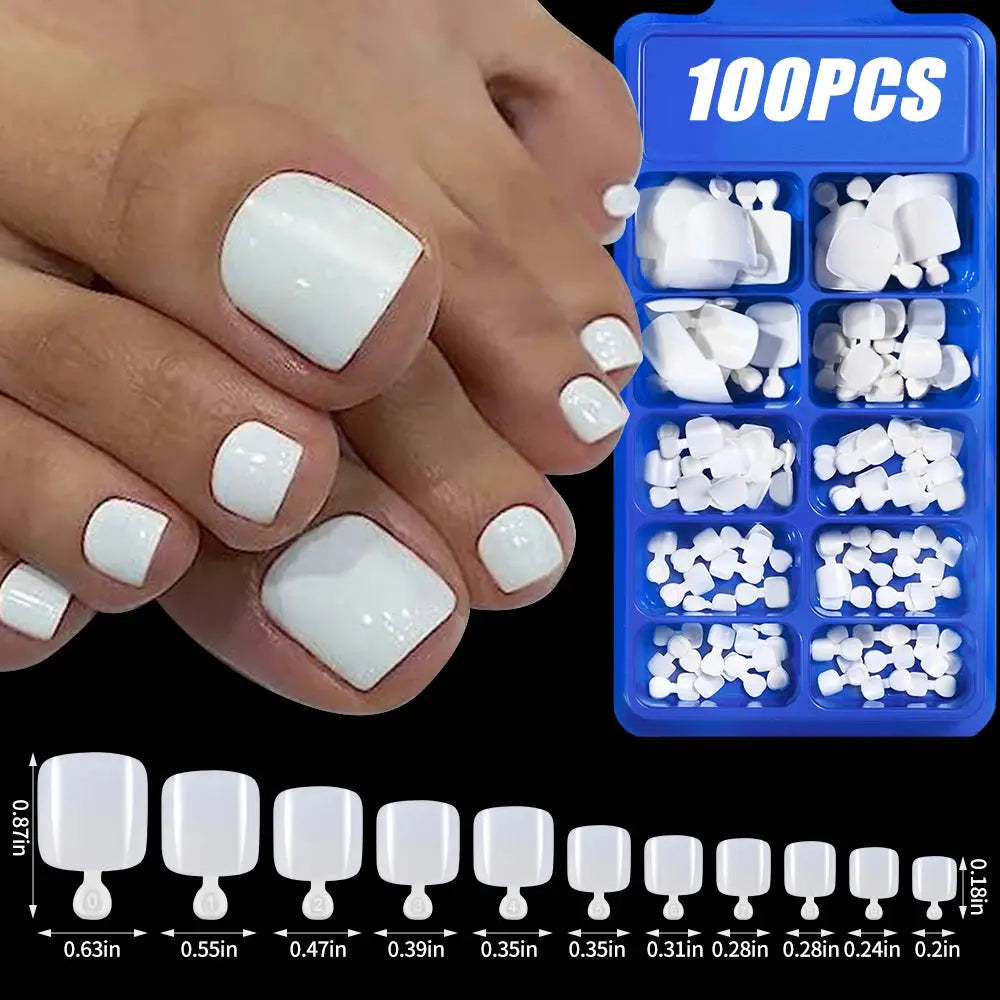 100Pcs Light Pink Press on Nails Short Medium Square Wearable Fake Nails Tips 10 sizes Full Cover False Nails Finger Decoration Makeup art