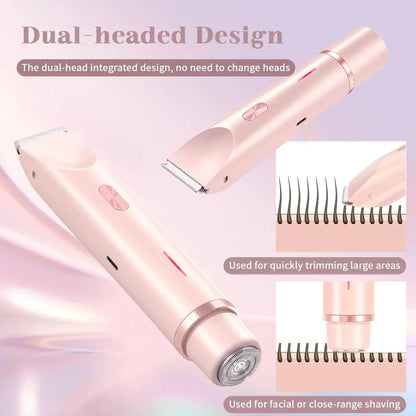 2-in-1 Bikini & Body Trimmer - Women's IPX7 Waterproof Electric Shaver for Face Underarms Legs, Painless Hair Removal Kit Makeup art