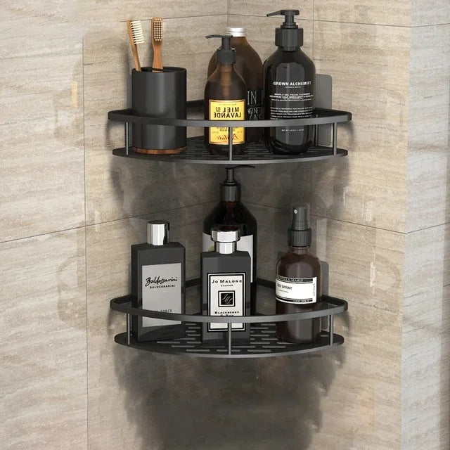 No-Drill Wall-Mount Corner Bathroom Shelf