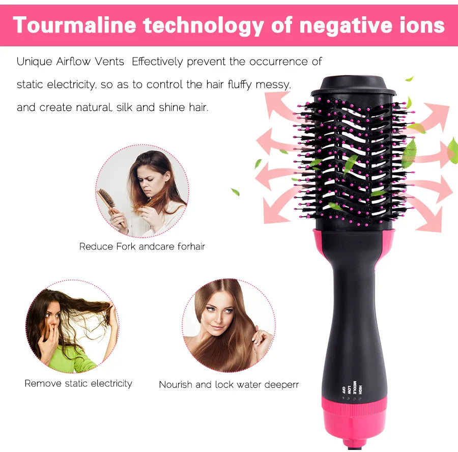 Women Hair Dryer Brush Hair Dryer Straightener Curler Massager 4 In 1 Rapid Warming One Step Volumizer Hot-Air Hair Brushes Makeup art