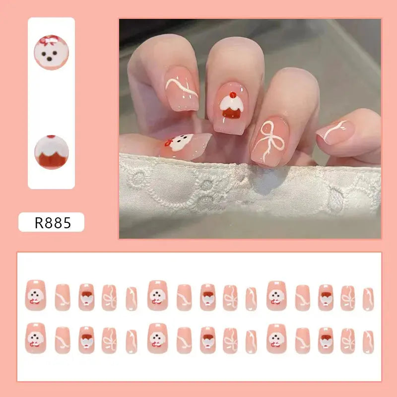 Sweet Sweetheart 24 Pcs Press on Nails Pink Gradient Fake Nails Glossy Artificial Finger Manicure Reusable False Nails for Women Makeup art