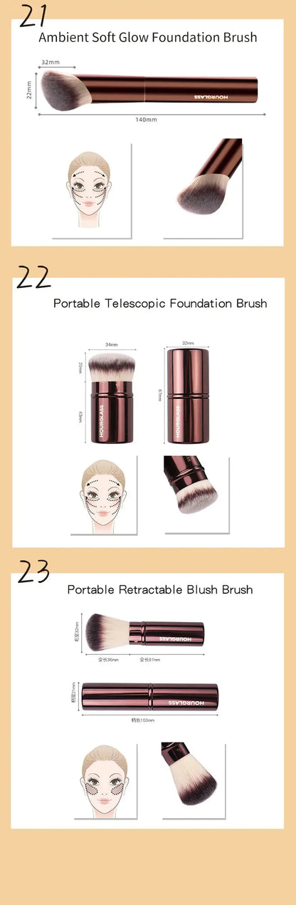 Hourglass Makeup Brushes Powder Foundation Concealer Blusher Bronzer Eye Shadow Eyebrow Eyeliner Sculpting Brush Makeup art