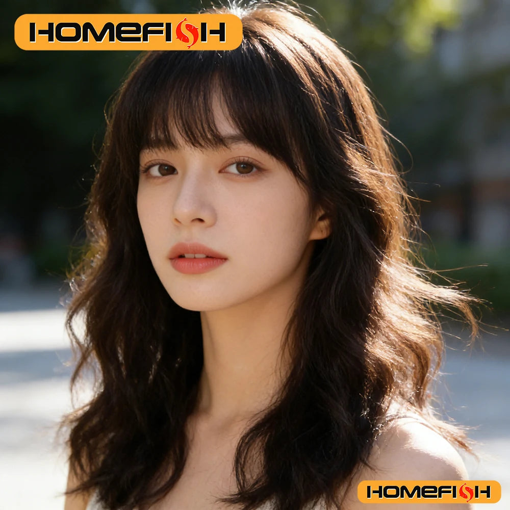 Natural Brown Wavy Bob Wig - Synthetic Curls with Bangs, Versatile Daily Hairstyle for Women Makeup art