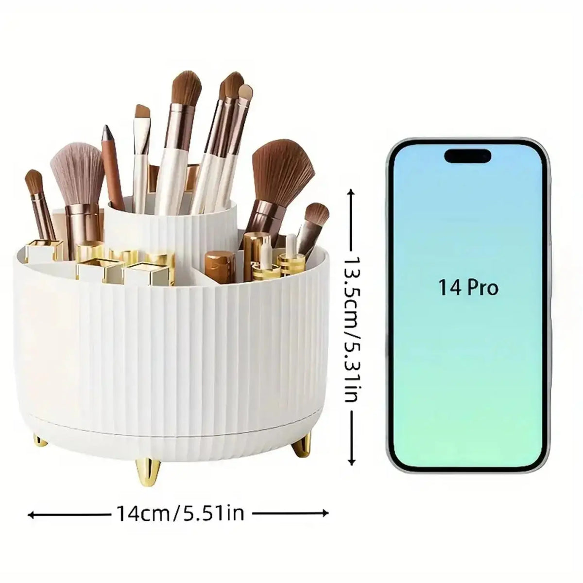 360° Rotating Makeup Organizer - 1pc Plastic Cosmetic Storage with 5 Compartments - Multi-Functional Holder for Brushes Makeup art
