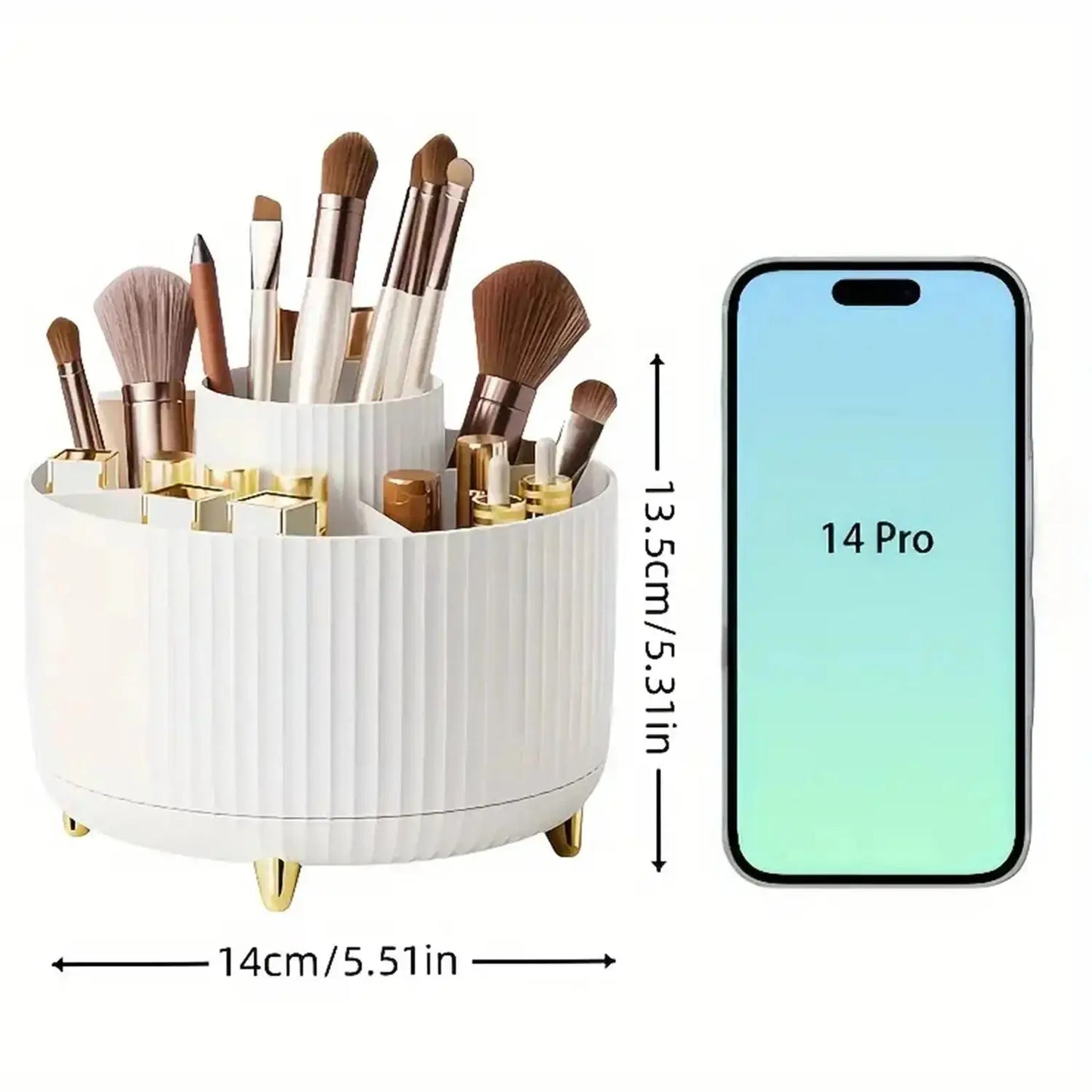 360° Rotating Makeup Organizer - 1pc Plastic Cosmetic Storage with 5 Compartments - Multi-Functional Holder for Brushes Makeup art