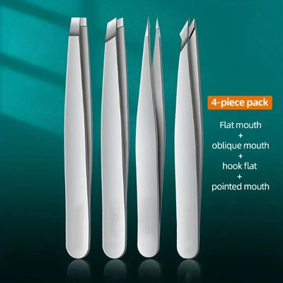 Ouriner Eyebrow Tweezers Set 4 Pcs Stainless Steel Eyebrow Forceps Professional Beauty Tool Set For Facial Hair Inward Growing Makeup art