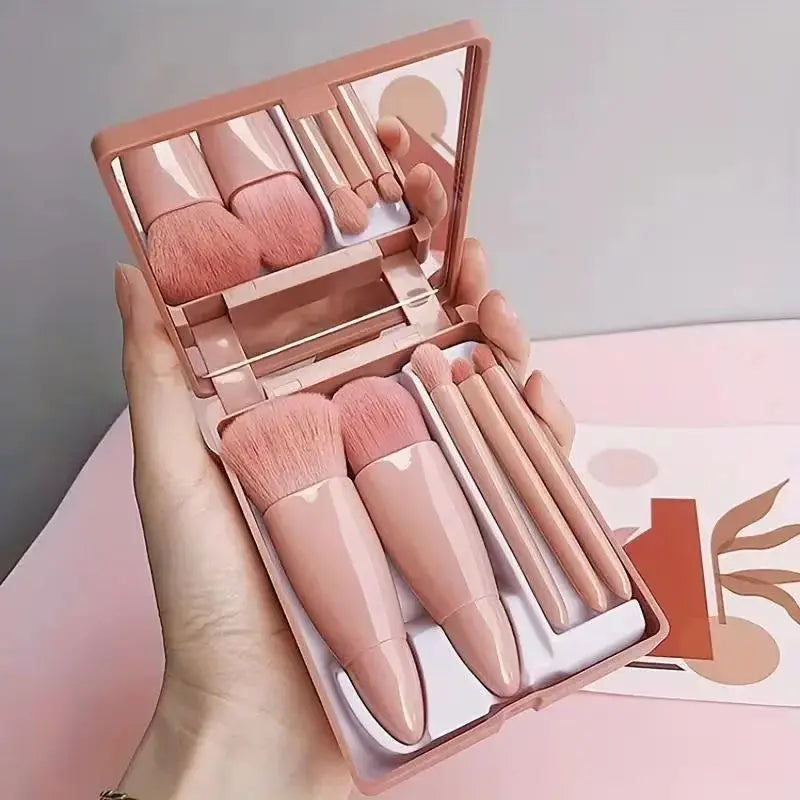 5pcs Travel Size Makeup Brushes Set Mini Makeup Brushes, Small Complete Function Cosmetic Brushes Kit With Case And Mirror5pcs T Makeup art
