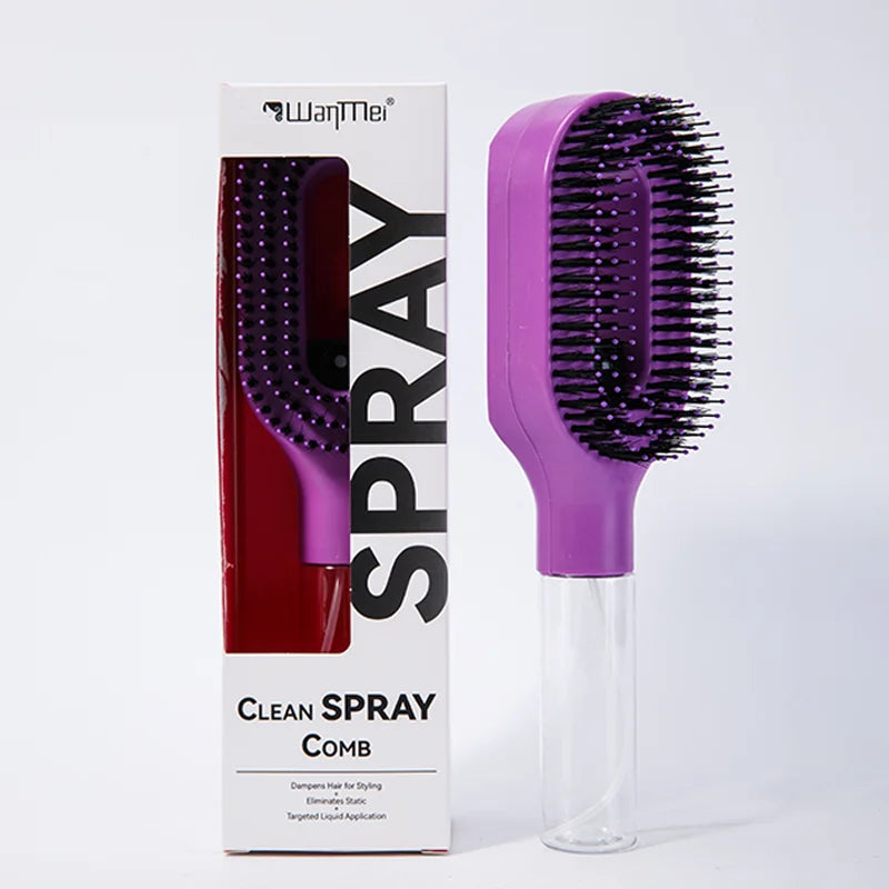 2-in-1 Spray Comb & Scalp Massage Brush | Detangling Hairbrush with Mist Spray Bottle Makeup Art