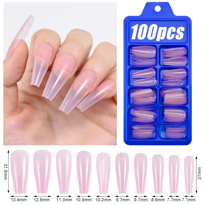 100Pcs Light Pink Press on Nails Short Medium Square Wearable Fake Nails Tips 10 sizes Full Cover False Nails Finger Decoration Makeup art