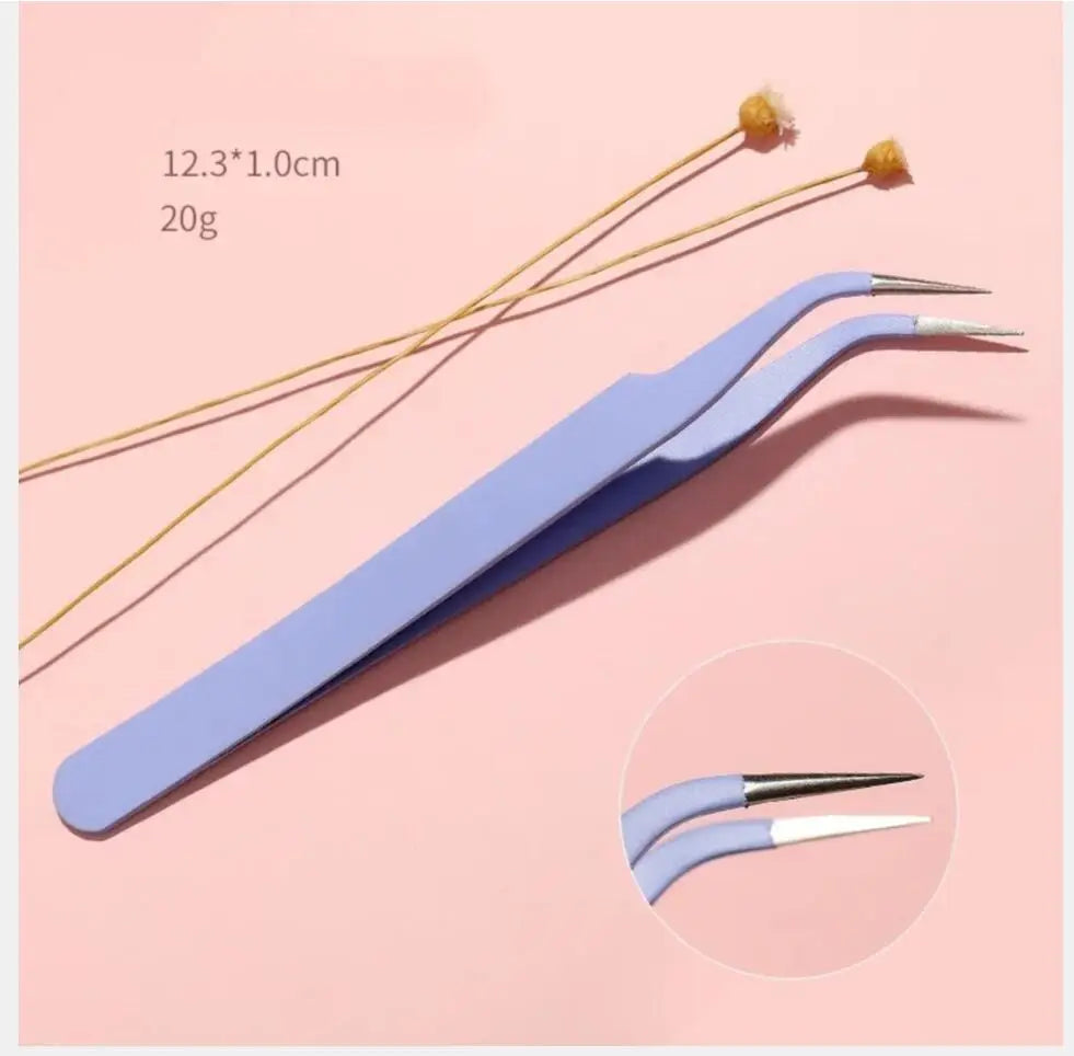 1pc Precision Tweezers – Straight, Slanted, Curved (4 Colors).