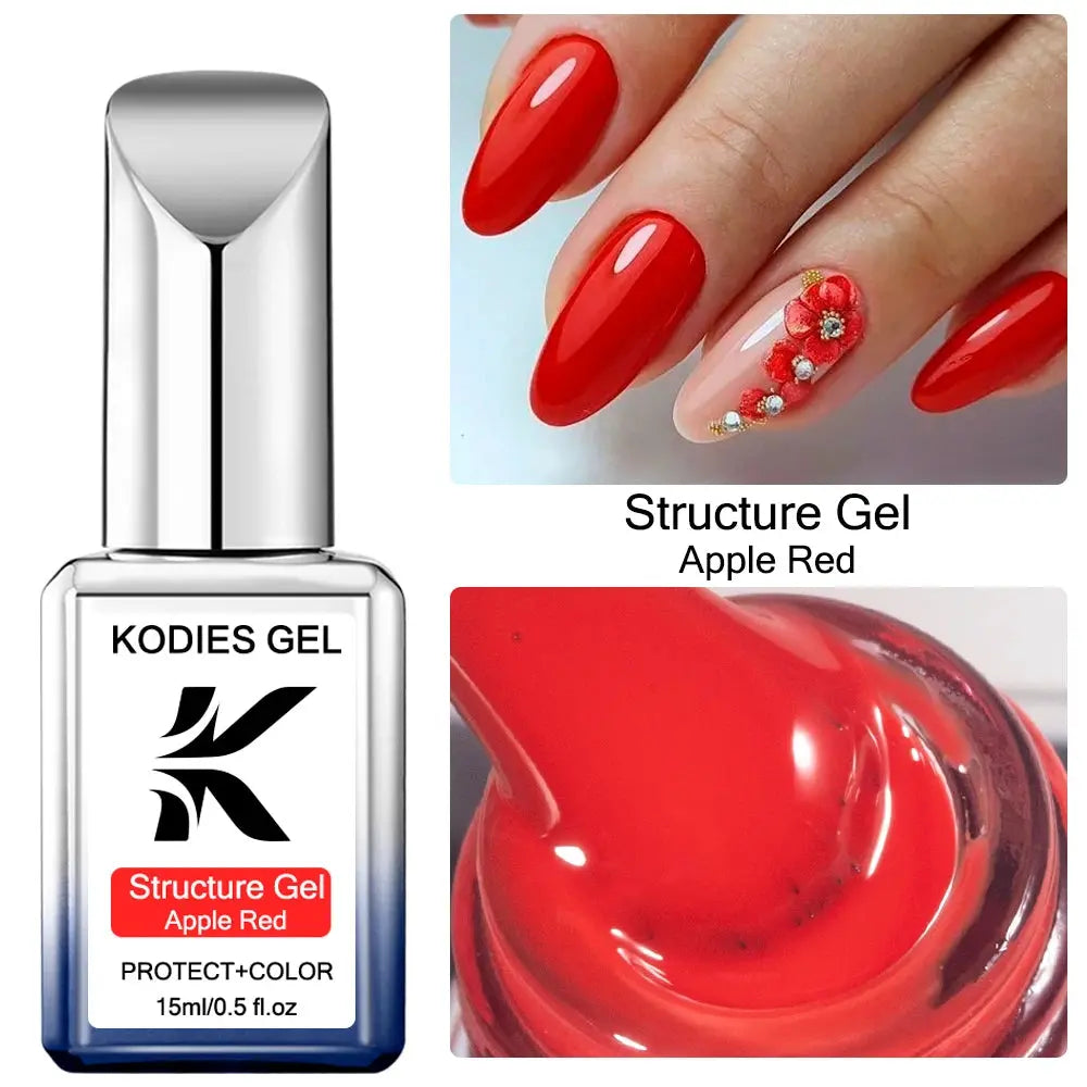KODIES GEL Structure Rubber Base Gel Nail Polish 15ML UV/LED Cover Pink Gellak Gummy Base Coat Gel Varnish All for Manicure Nail Makeup art