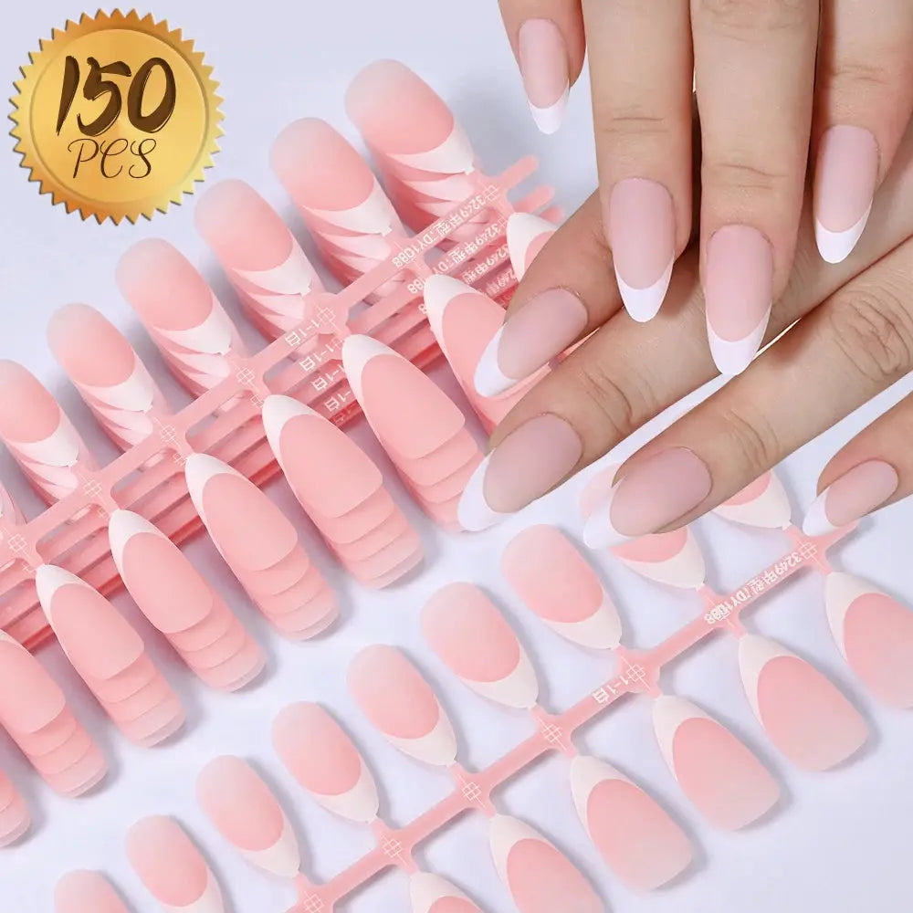 100Pcs Light Pink Press on Nails Short Medium Square Wearable Fake Nails Tips 10 sizes Full Cover False Nails Finger Decoration Makeup art