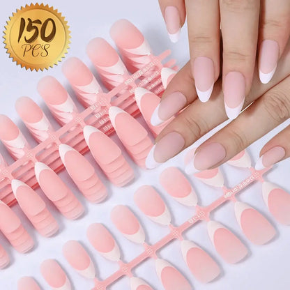 100Pcs Light Pink Press on Nails Short Medium Square Wearable Fake Nails Tips 10 sizes Full Cover False Nails Finger Decoration Makeup art