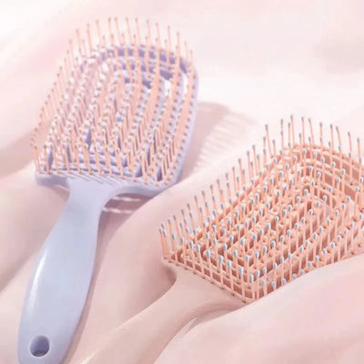 1Pcs Elastic Massage Comb Hollow Out Hair Brush Scalp Massage Combs Hair Styling Detangler Fast Blow Drying Detangling Tool Makeup art