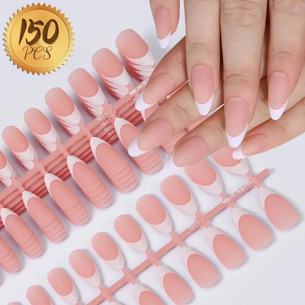 100Pcs Light Pink Press on Nails Short Medium Square Wearable Fake Nails Tips 10 sizes Full Cover False Nails Finger Decoration Makeup art