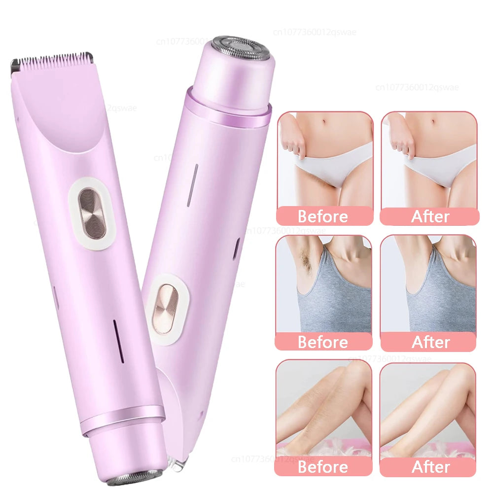Dual-Head Electric Bikini Trimmer & Body Shaver — Waterproof, Painless, Rechargeable