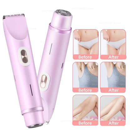 Dual-Head Electric Bikini Trimmer & Body Shaver — Waterproof, Painless, Rechargeable
