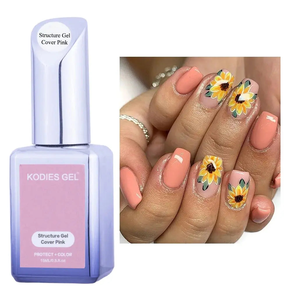 KODIES GEL Structure Rubber Base Gel Nail Polish 15ML UV/LED Cover Pink Gellak Gummy Base Coat Gel Varnish All for Manicure Nail Makeup art