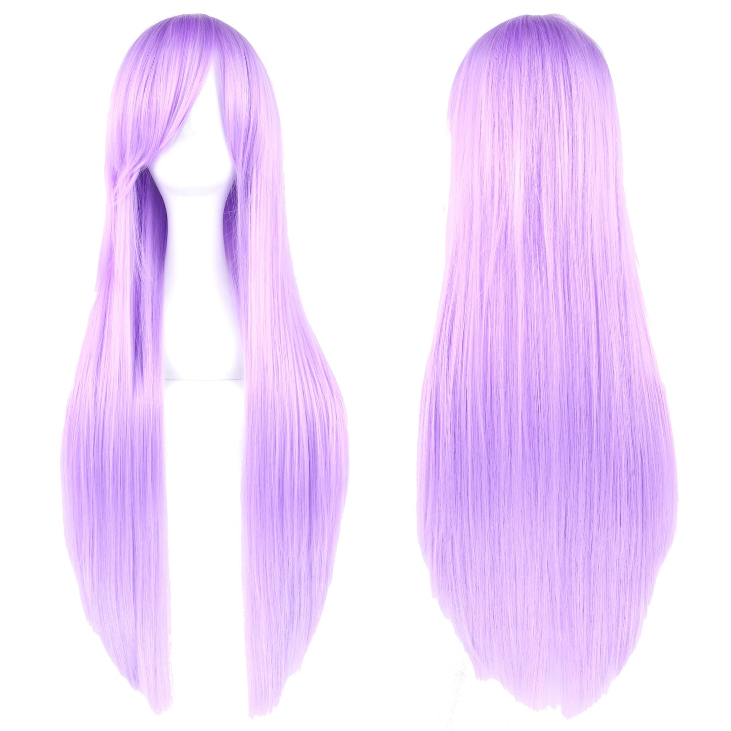 Soowee 80cm Long Synthetic Hair White Purple Cosplay Wigs Party Black Hair Straight Wig Hairpiece for Women Makeup art