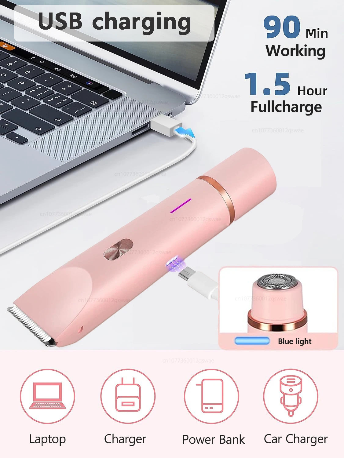 Dual-Head Electric Bikini Trimmer & Body Shaver — Waterproof, Painless, Rechargeable