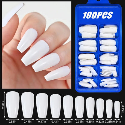 100Pcs Light Pink Press on Nails Short Medium Square Wearable Fake Nails Tips 10 sizes Full Cover False Nails Finger Decoration Makeup art