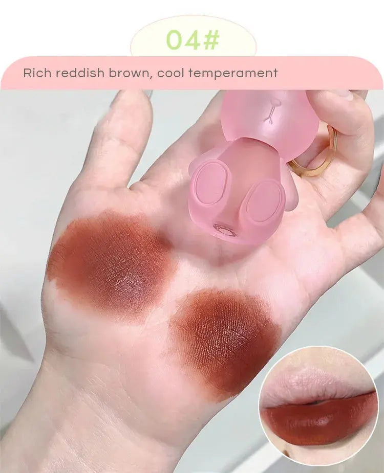 Gege Bear Rabbit Lip Glaze, Matte Velvet Lip Clay Long-lasting Color Non-drying Lipstick Makeup art