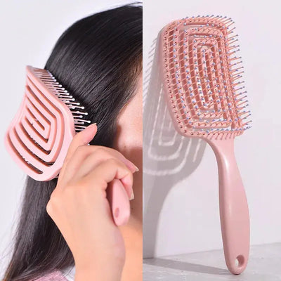 1Pcs Elastic Massage Comb Hollow Out Hair Brush Scalp Massage Combs Hair Styling Detangler Fast Blow Drying Detangling Tool Makeup art