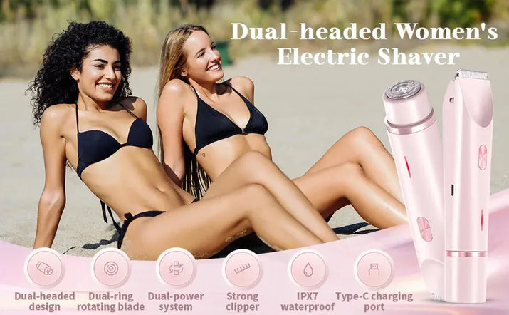 2-in-1 Bikini & Body Trimmer - Women's IPX7 Waterproof Electric Shaver for Face Underarms Legs, Painless Hair Removal Kit Makeup art