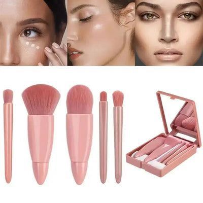5pcs Travel Size Makeup Brushes Set Mini Makeup Brushes, Small Complete Function Cosmetic Brushes Kit With Case And Mirror5pcs T Makeup art
